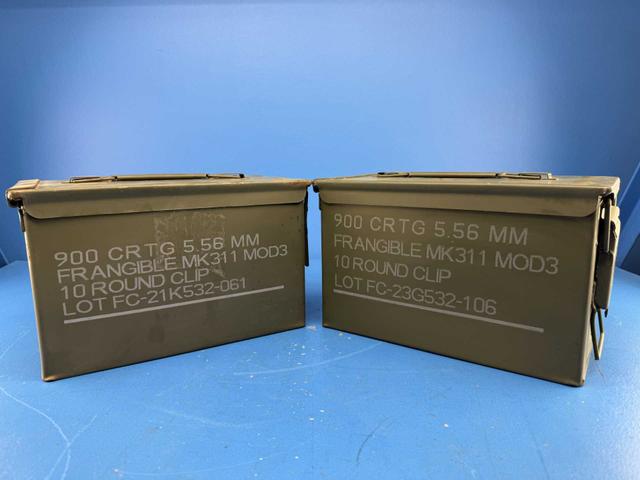 Pack of 2 - Ammo Can U.S. Military Surplus M2A2 (Stamped) .50 Cal 5.56mm (Stencil) Grade 1