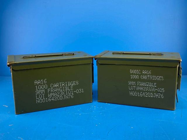 Pack of 2 - Ammo Can U.S. Military Surplus AA16(Stamped) 9mm Frangible (Stencil) Grade 2